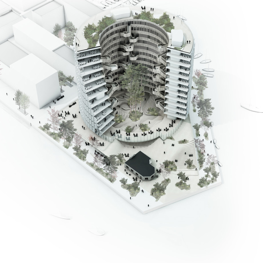 Isometric view of the courtyard - from the competition proposal  